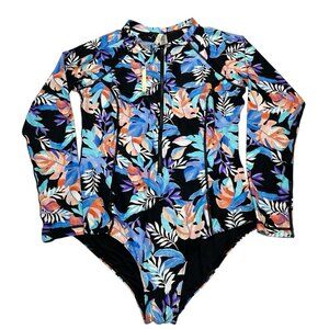 Sea Level Swimsuit Womens US 10 Cabana Long Sleeve‎ One Piece Tropical Resort
